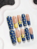 Midnight Star Navy & Yellow Press-On Nails